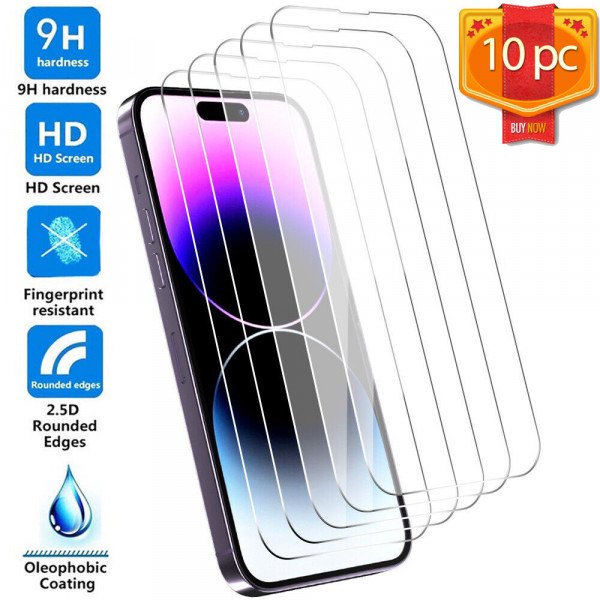 Wholesale 10pc Per Pack Tempered Glass Screen Protector for Apple iPhone 15 (Clear)