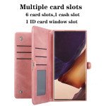 Wholesale Premium PU Leather Folio Wallet Front Cover Case with Card Holder Slots and Wrist Strap for Samsung Galaxy S23 Ultra 5G (Rose Gold)