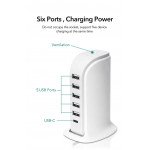 Wholesale 6 Multi Ports Charger Station with Type C Output and Up to 40W Fast Charging for Universal Cell Phone And Devices (Black)