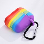 Wholesale Rainbow Design Style Silicone Case Cover with Hook for Apple Airpod (Rainbow)