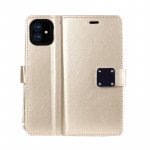 Wholesale Multi Pockets Folio Flip Leather Wallet Case with Strap for Apple iPhone 13 (6.1) (Gold)