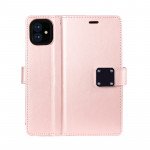 Wholesale Multi Pockets Folio Flip Leather Wallet Case with Strap for Apple iPhone 13 (6.1) (Rose Gold)