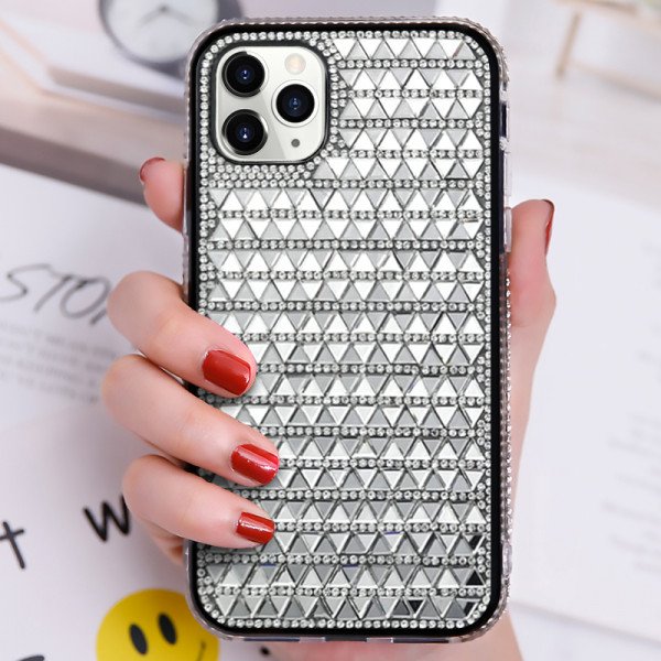 Wholesale Diamond Gradient Bling Glitter Shiny Rhinestone Case for Apple iPhone 12 Pro Max 6.7 (Silver)