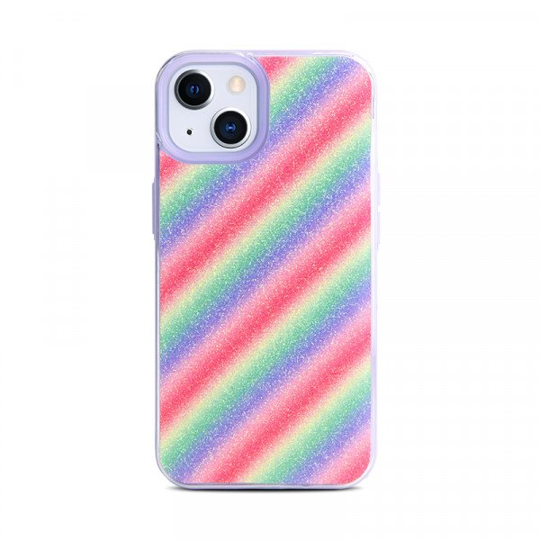 Wholesale Shiny Glitter Design Armor Hybrid Protective Case for Apple iPhone 13 [6.1] (Purple)