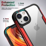 Wholesale Clear Iron Armor Hybrid Chrome Case for Apple iPhone 13 (6.1) (Red)