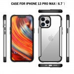 Wholesale Clear Iron Armor Hybrid Chrome Case for Apple iPhone 13 Pro Max (6.7) (Navy Blue)