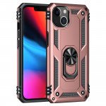 Wholesale Tech Armor Ring Stand Grip Case with Metal Plate for Apple iPhone 13 (6.1) (Rose Gold)