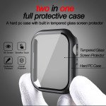 Wholesale Tempered Glass Screen Protector Full Coverage Shockproof Cover Case for Apple Watch Series 9/8/7 [45MM] (Black)