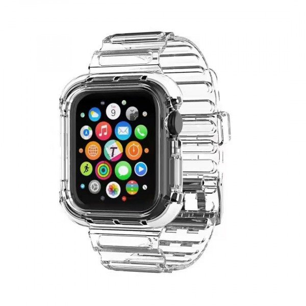 Wholesale Clear Protective Watch Band and Watch Case Cover for Apple Watch Series 6/5/4/SE 40MM (Clear)