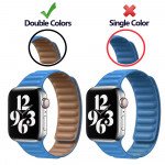 Wholesale Adjustable PU Leather Strap with Magnetic Closure System for Apple Watch Series Ultra/9/8/7/6/5/4/3/2/1/SE - 49MM/45MM/44MM/42MM (Navy Blue)