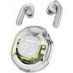 Wholesale Elite Transparent In-Ear TWS Headphones Clear Precision Sound with Real-Time Battery Display BW09SC for Universal Cell Phone And Bluetooth Device (White)