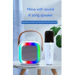 Wholesale RGB LED Cube Bluetooth Speaker with Wireless Microphone & Carry Handle - Portable Karaoke System CRX172 for Universal Cell Phone And Bluetooth Device (Black)