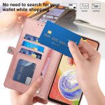 Wholesale Premium PU Leather Folio Wallet Front Cover Case with Card Holder Slots and Wrist Strap for Samsung Galaxy A05 (Navy Blue)