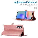 Wholesale Premium PU Leather Folio Wallet Front Cover Case with Card Holder Slots and Wrist Strap for Samsung Galaxy A05s (Rose Gold)