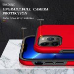 Wholesale Glossy Dual Layer Armor Hybrid Stand Metal Plate Flat Ring Case for iPhone 14 [6.1] (Red)