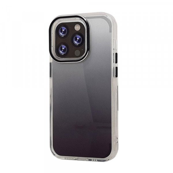Wholesale Transparent Armor Clear Gradient Color Cover Case for Apple iPhone 14 Plus 6.7 (Black)