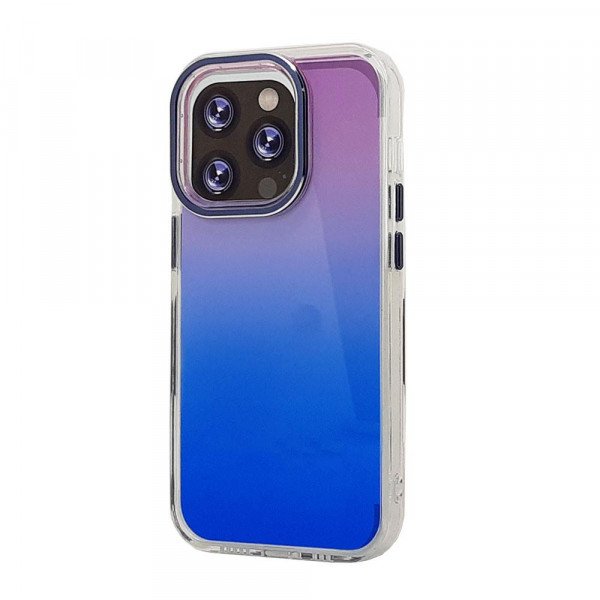 Wholesale Transparent Armor Clear Gradient Color Cover Case for Apple iPhone 14 6.1 (Blue/Purple)