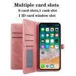 Wholesale Premium PU Leather Folio Wallet Front Cover Case with Card Holder Slots and Wrist Strap for Apple iPhone 15 Pro Max (Rose Gold)
