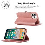 Wholesale Premium PU Leather Folio Wallet Front Cover Case with Card Holder Slots and Wrist Strap for Apple iPhone 15 Pro Max (Rose Gold)