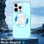 Wholesale Slim Transparent Matte Finish Chrome Button Enhanced Magnetic Magsafe Hybrid Cover Case for Apple iPhone 15 Pro (Purple)
