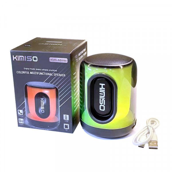 Wholesale Mini Speaker: LED, Portable, Wireless BT, Fashion Sound for Outdoor Music KMS-A8mini for Universal Cell Phone And Bluetooth Device (Black)