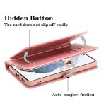 Wholesale Premium PU Leather Folio Wallet Front Cover Case with Card Holder Slots and Wrist Strap for Motorola Moto G 5G (2022) (Rose Gold)