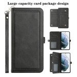 Wholesale Premium PU Leather Folio Wallet Front Cover Case with Card Holder Slots and Wrist Strap for Motorola Moto G 5G (2022) (Black)
