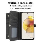 Wholesale Premium PU Leather Folio Wallet Front Cover Case with Card Holder Slots and Wrist Strap for Motorola Moto G 5G 2023 (Navy Blue)