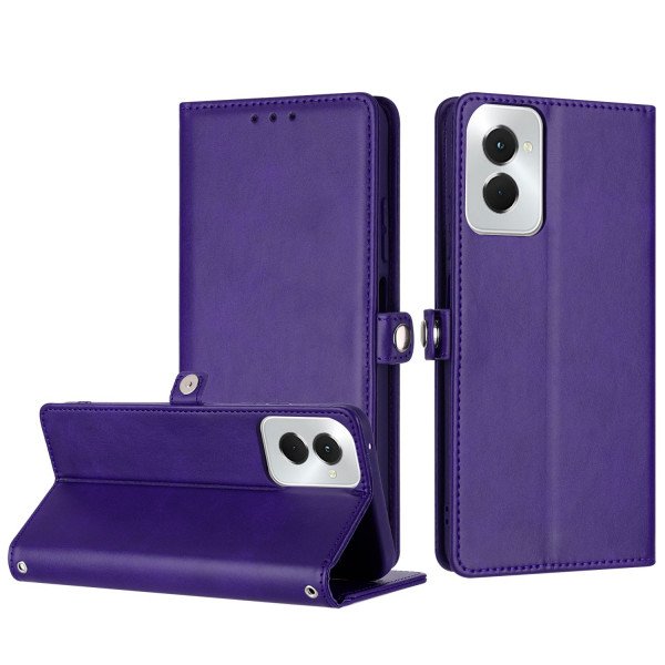 Wholesale Premium PU Leather Folio Wallet Front Cover Case with Card Holder Slots and Wrist Strap for Motorola Moto G Power 5G 2024 (Purple)