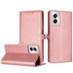 Wholesale Premium PU Leather Folio Wallet Front Cover Case with Card Holder Slots and Wrist Strap for Motorola Moto G Power 5G 2024 (Rose Gold)