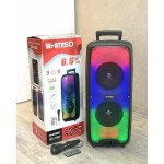 Wholesale Large LED Light Tower Wireless Portable Bluetooth Speaker with Karaoke Microphone and Remote QS7602 for Universal Cell Phone And Bluetooth Device (Black)