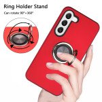 Wholesale Glossy Dual Layer Armor Hybrid Stand Metal Plate Flat Ring Case for Samsung Galaxy S23 Plus 5G (Red)