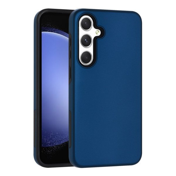 Wholesale Glossy Dual Layer Armor Defender Hybrid Protective Case Cover for Samsung Galaxy S24 5G (Navy Blue)