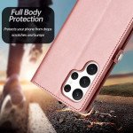Wholesale Premium PU Leather Folio Wallet Front Cover Case with Card Holder Slots and Wrist Strap for Samsung Galaxy S24 Ultra 5G (Red)