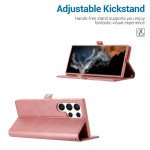 Wholesale Premium PU Leather Folio Wallet Front Cover Case with Card Holder Slots and Wrist Strap for Samsung Galaxy S24 Ultra 5G (Rose Gold)