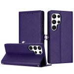 Wholesale Premium PU Leather Folio Wallet Front Cover Case with Card Holder Slots and Wrist Strap for Samsung Galaxy S24 Ultra 5G (Purple)