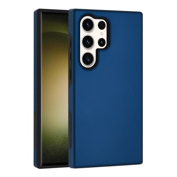 Wholesale Glossy Dual Layer Armor Defender Hybrid Protective Case Cover for Samsung Galaxy S24 Ultra 5G (Navy Blue)