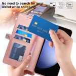 Wholesale Premium PU Leather Folio Wallet Front Cover Case with Card Holder Slots and Wrist Strap for Samsung Galaxy A35 5G (Rose Gold)