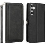 Wholesale Premium PU Leather Folio Wallet Front Cover Case with Card Holder Slots and Wrist Strap for Samsung Galaxy A54 5G (Black)