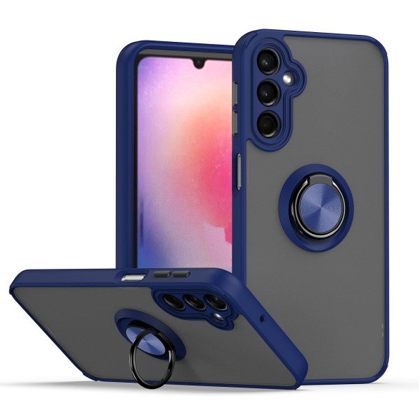 Wholesale Tuff Slim Armor Hybrid Ring Stand Case for Samsung Galaxy A24 4G (Navy Blue)