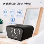 Wholesale 15W Wireless Charging Alarm Clock with Temperature Display Adjustable Brightness and Snooze Function for Universal Cell Phones and Qi Compatible Device (Black)