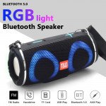 Wholesale Drum Style Dual RGB LED Ring Light Portable Wireless Bluetooth Speaker FM Radio TG642 for Universal Cell Phone And Bluetooth Device (Blue)