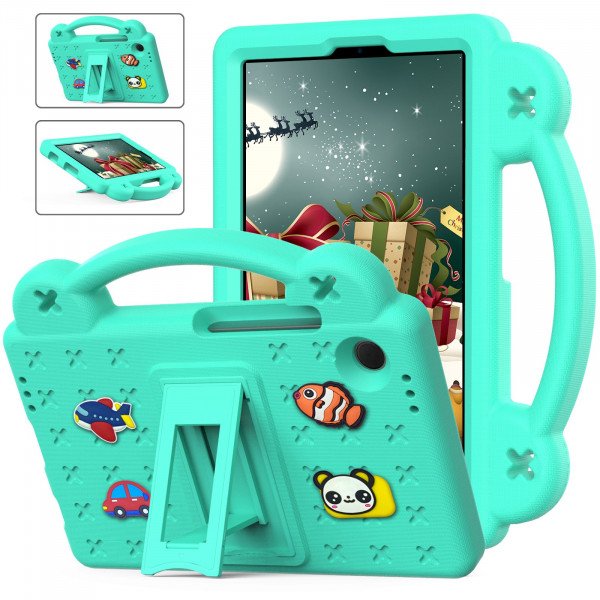 Wholesale Cartoon Silicone Shockproof Handle Kid Friendly Convertible Kickstand Durable Protective Cover Case for Samsung Galaxy Tab A9 (Green)