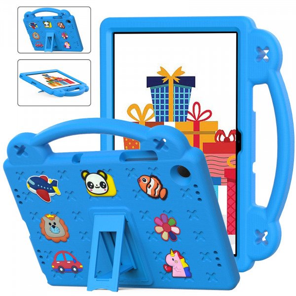 Wholesale Cartoon Silicone Shockproof Handle Kid Friendly Convertible Kickstand Durable Protective Cover Case for Samsung Galaxy Tab A9 Plus (Light Blue)