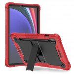 Wholesale Heavy Duty Full Body Shockproof Protection Kickstand Hybrid Tablet Case Cover for Samsung Galaxy Tab S9 (Red)