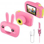 Wholesale 1080P Cute Bunny Soft Silicone Shell Digital Video Camera for Kids with Built-In Games X9C for Children Kid Party Outdoor and Indoor Play (Pink)
