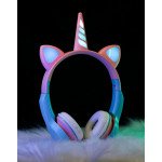 Wholesale Cute Unicorn Design Bluetooth Wireless Foldable Headphone Headset with Built in Mic and FM Radio XY-212 for Universal Cell Phone And Bluetooth Device (Blue Green)