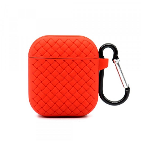 Wholesale Mesh Series Fashion Durable Shockproof Protective Soft Silicone Case with Holder Clip for Apple Airpod 2 / 1 (Red)