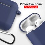 Wholesale Premium Soft Silicone Skin Shockproof Protective Cover with Keychain Carabiner for Apple Airpod 2 / 1 (Purple)