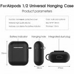 Wholesale Premium Soft Silicone Skin Shockproof Protective Cover with Keychain Carabiner for Apple Airpod 2 / 1 (Black)